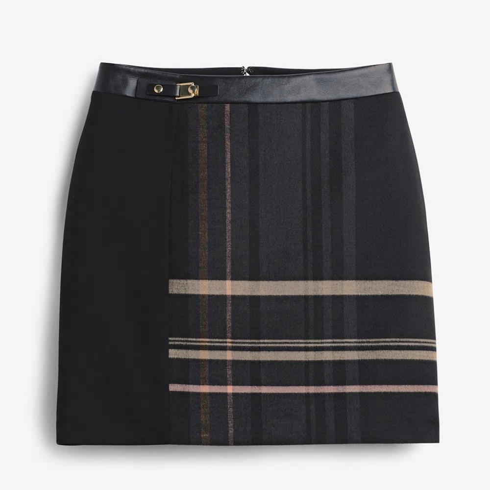 Plaid-Panel Skirt